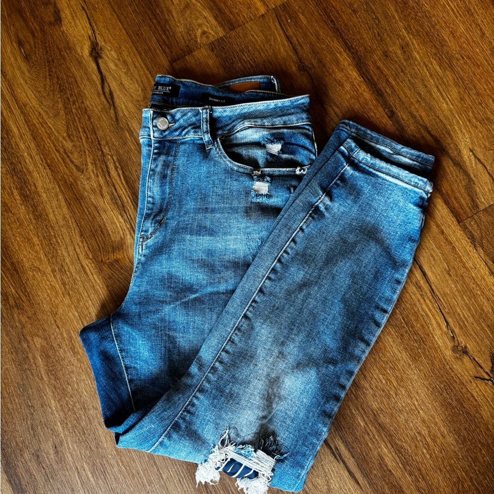 Judy Blue Skinny Jeans Blue Distressed Size 16w